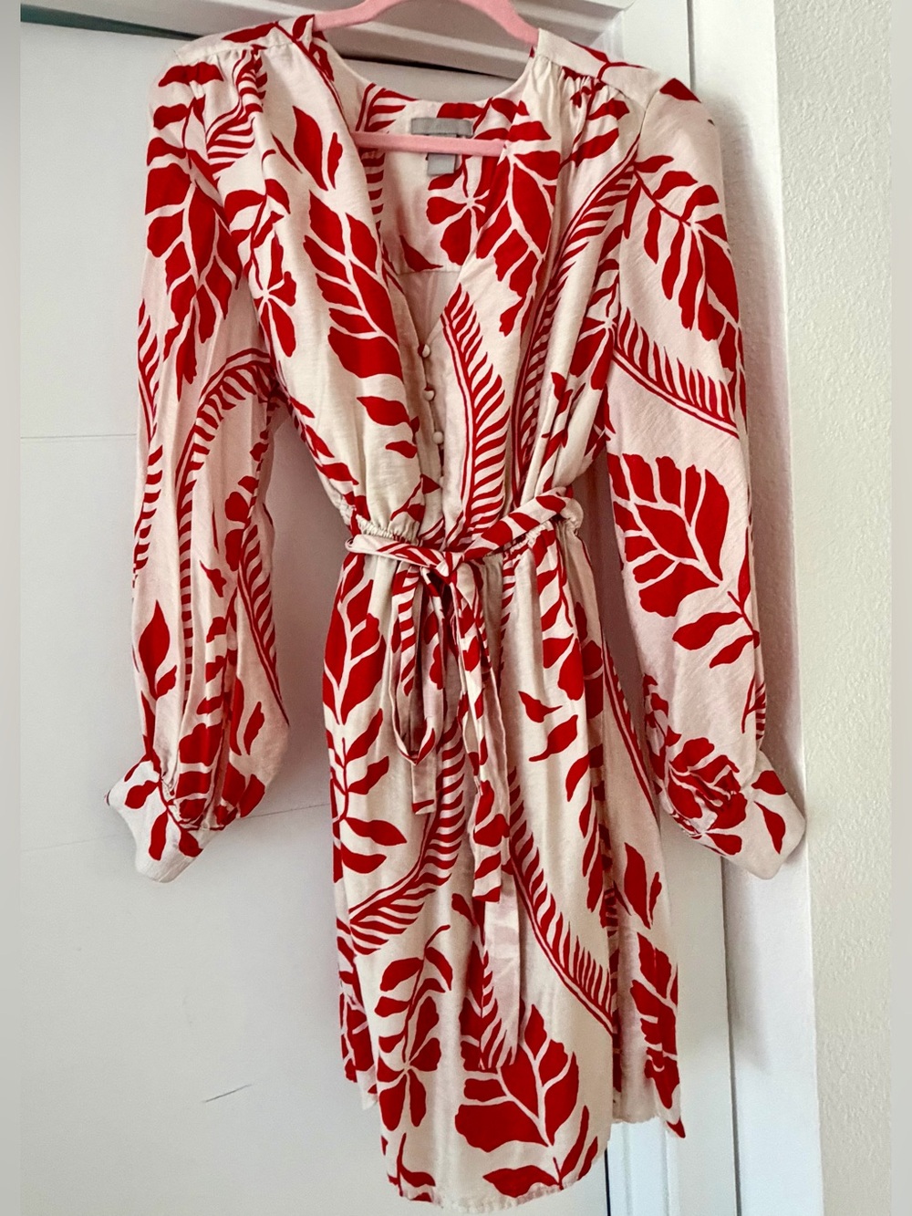 Red Leaf-Print Tie-Waist Women’s Dress [Target]